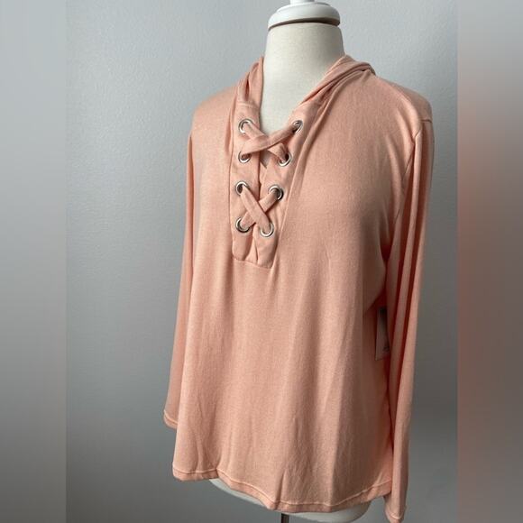 Shadow Sport NWT Pastel Peach Lightweight Soft Transitional Hoodie Sweatshirt 1X - Picture 2 of 6